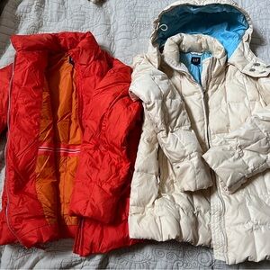 Gap lot 2 light puffer down jackets size M VGUC